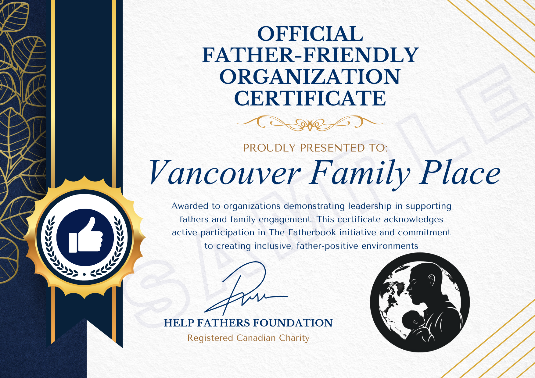 Father-Friendly Organization Certificate preview